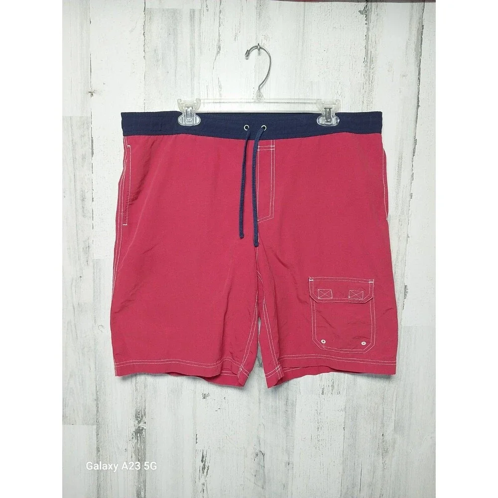 L.L. Bean Men's Medium Red White Blue Mesh Lined Board Shorts